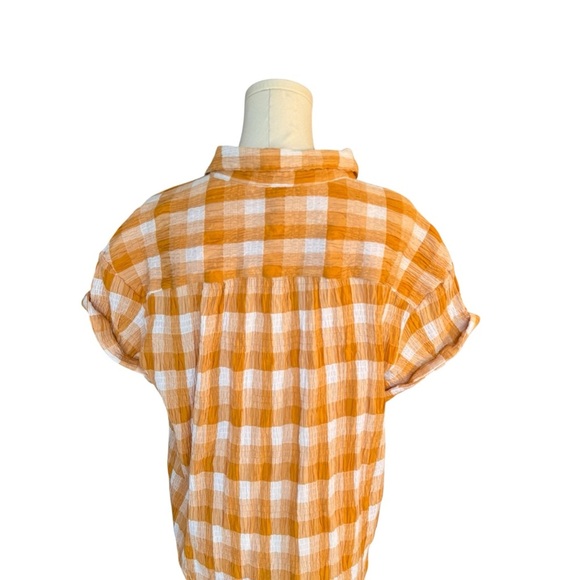 Sundance - Women's Top Lorna Gauze Lightweight Button Up Plaid Yellow Sz M - Picture 3 of 7